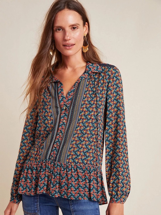 Anthropologie Tops - Anthropologie Maeve Janie Flounced Peasant Blouse Boho Floral Cottagecore - 12